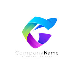 Letter C logo with colorful design template, combination logos