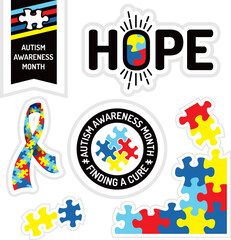 Autism Awareness Design Elements Illustration