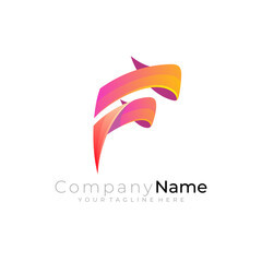 F logo, Letter F logo and colorful style, company icons