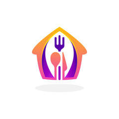 Fototapeta premium Restaurant logo with cutlery design template, building logo