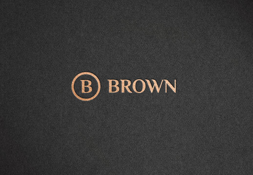 Logo Mockup Gold Hot Foil Paper Textrure Template Effect