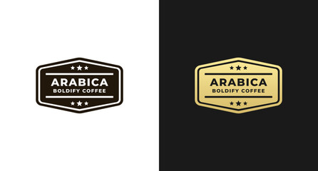 Best Arabica Coffee Label Vector or Arabica Coffee Seal Vector on White and Black Background. Arabica coffee seal or label for typical product known as Arabica coffee. Elegant design for your product.