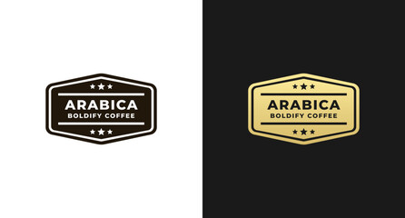 Best Arabica Coffee Label Vector or Arabica Coffee Seal Vector on White and Black Background. Arabica coffee seal or label for typical product known as Arabica coffee. Elegant design for your product.