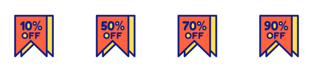 icon discount 10%, 50%, 70% 90%, Ecommerce. editable file. vector illustration