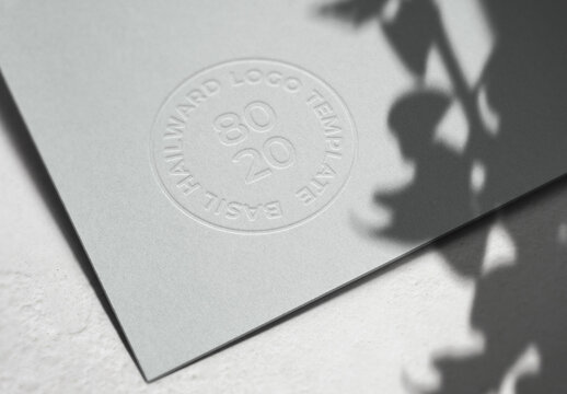 Logo Mockup Embossed Debossed Paper Textrure Template Effect
