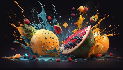 Delicious and Juicy Fruits With Colorful Details Generated by AI
