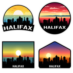 Halifax Canada Skyline Silhouette Retro Vintage Sunset Halifax Lover Travel Souvenir Sticker Vector Illustration SVG EPS AI - obrazy, fototapety, plakaty