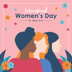 Fototapeta na wymiar International Womens Day Template Social Media Design Post. Instagram, Facebook Post Square