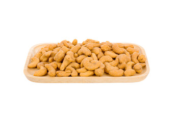 salted cashew nut in wood plate  isolated on  transparent png