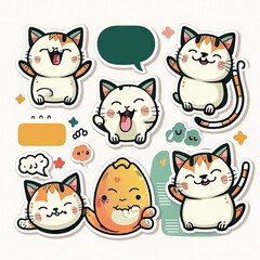 sticker design with happy cat vector, white background
