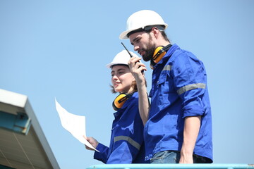 engineer working at solar farm