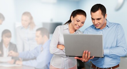 Fototapeta premium Happy business team working in office