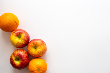 Colorful apple with fruit on white background vitamin food