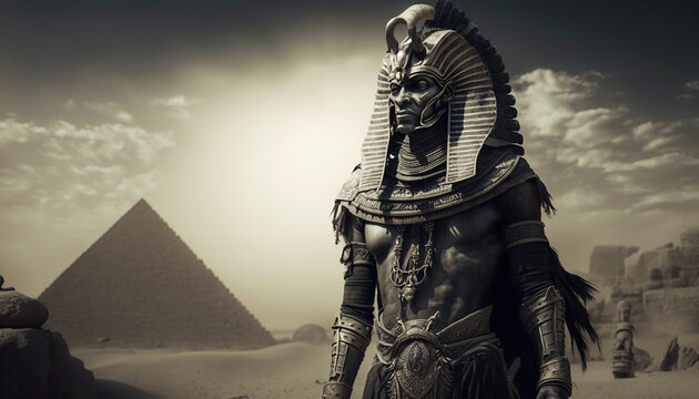 Ancient Egyptian Pyramids and Egyptian Culture with Statues and Mystery made by Generative AI