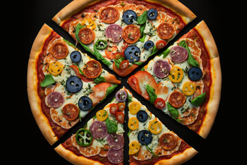 Pepperoni Pizza Perfection on a Moody Black Background, Genrative AI