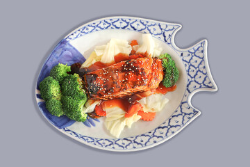Salmon Teriyaki  with  vegetables plate