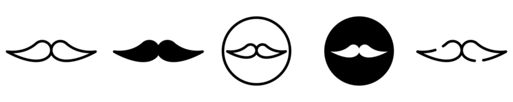 Conjunto de iconos de bigote. Mostacho, barba. Concepto de barber&iacute;a. Ilustraci&oacute;n vectorial