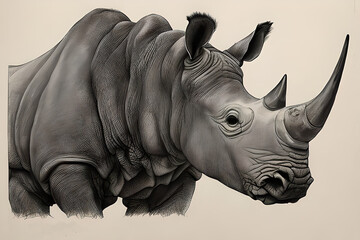 Dramatic Sketch of a Rhino/Rhinoceros