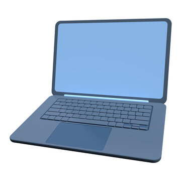 3d illustration laptop isolated on transparent background. Minimal laptop isolated. Blank display. Futuristic technology concept. 3d rendering
