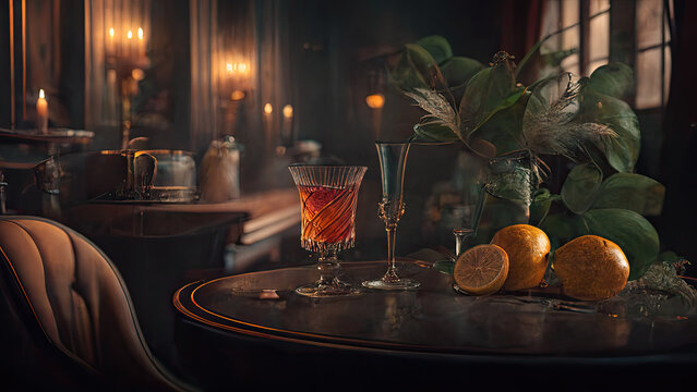 Indulge in Luxury at the Sophisticated Cocktail Lounge - AI Generated