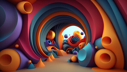 Abstract and Colorful Surreal 3D Wallpaper made by Generative AI
