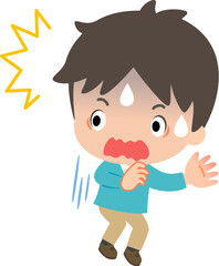 驚いて身をすくめる男性