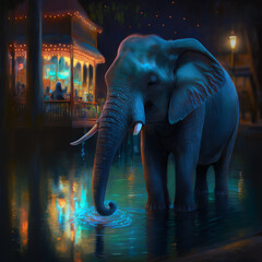 Elephant at night - Generative Ai