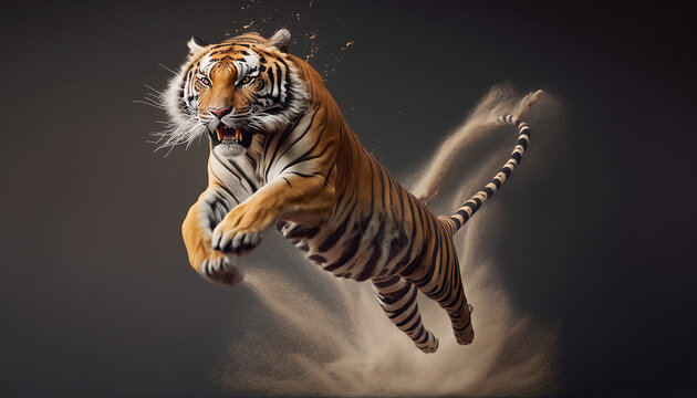 Roaring Tiger Leaps: Powerful Images of Tigers Jumping into Action