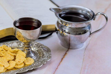 An overview of Christian Holy Communion that includes unleavened bread chalice wine other symbols associated with Jesus Christ