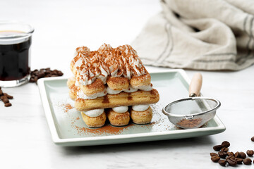 No Bake Tiramisu Italian Layer Coffee Cake