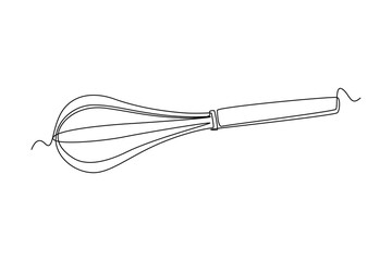 Obraz na płótnie Canvas Single one line drawing Manual Mixer. Cooking utensil concept. Continuous line draw design graphic vector illustration.