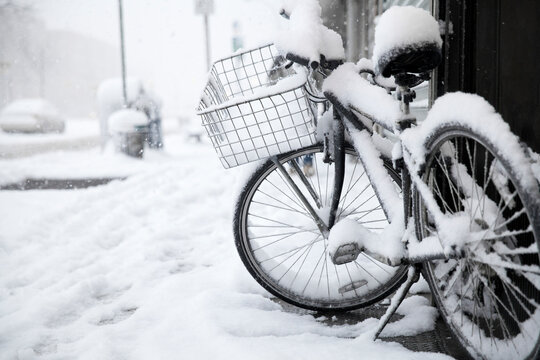 Bike on winter snow
