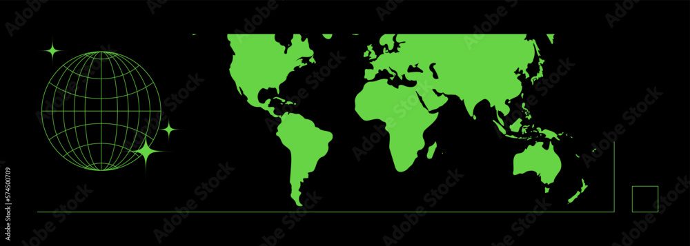 Poster world map in futuristic interface