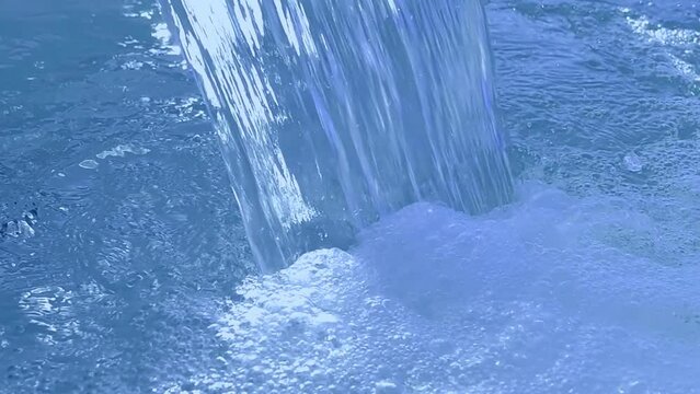 blue waterfall drops closeup, transparent water, clear environment diversity