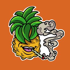 #20 simple cartoon doodle fruit character smooking