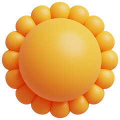 3D yellow sun with rays. Sun cartoon minimal style. Summer, weather, nature concept.