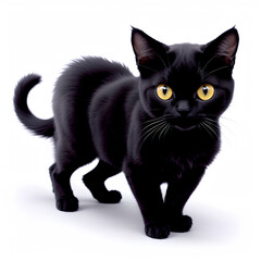 Fototapeta na wymiar isolated black cat on white. Generative AI
