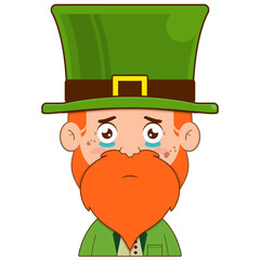 elf leprechaun crying and scared face cartoon cute for saint patrick's day