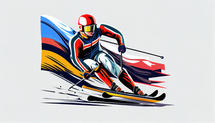 Slalom skiing is a winter sport in which a skier navigates a downhill course marked by poles or gates.