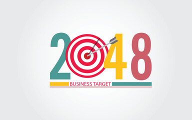 2048 New Year numbers with business target colorful banner. 