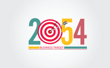 2054 New Year numbers with business target colorful banner. 
