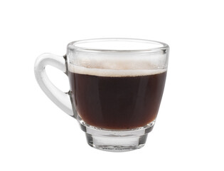 Black coffee in glass cup on transparent png - Powered by Adobe