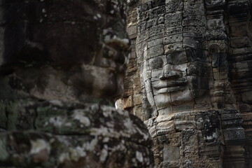 Bayon Temple interior in the morning