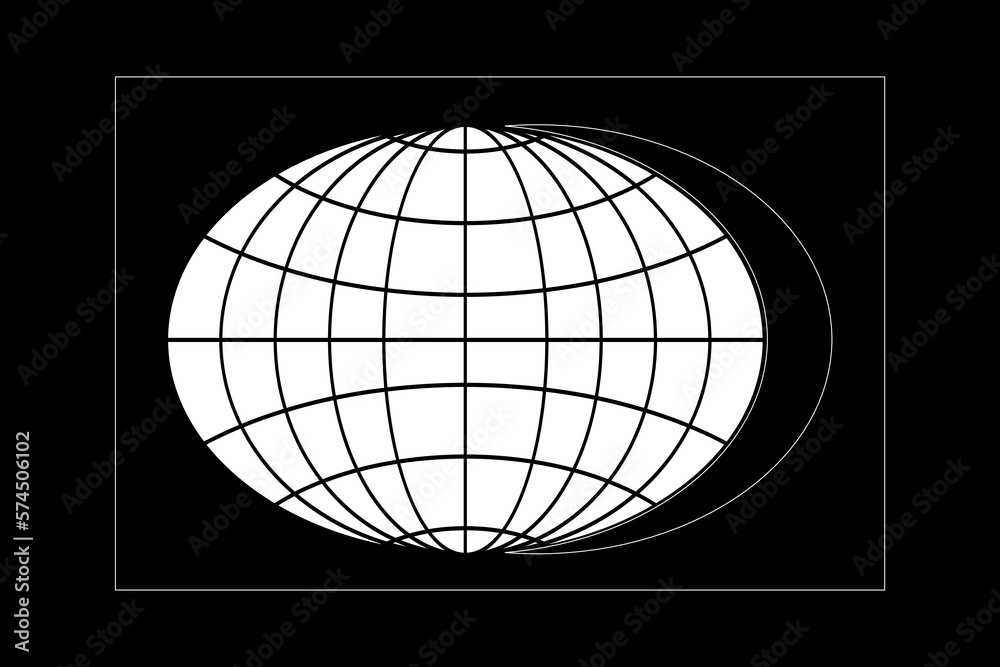 Poster globe symbol in retro futuristic elements