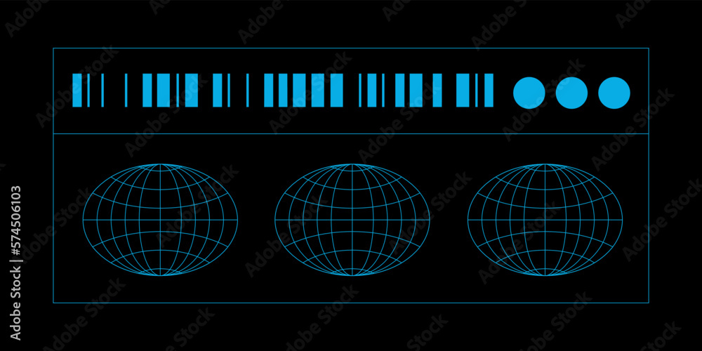 Leinwandbilder globe with bar code in retro futuristic design element