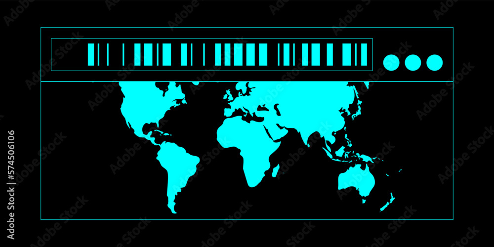 Poster world map with code for street wear design element