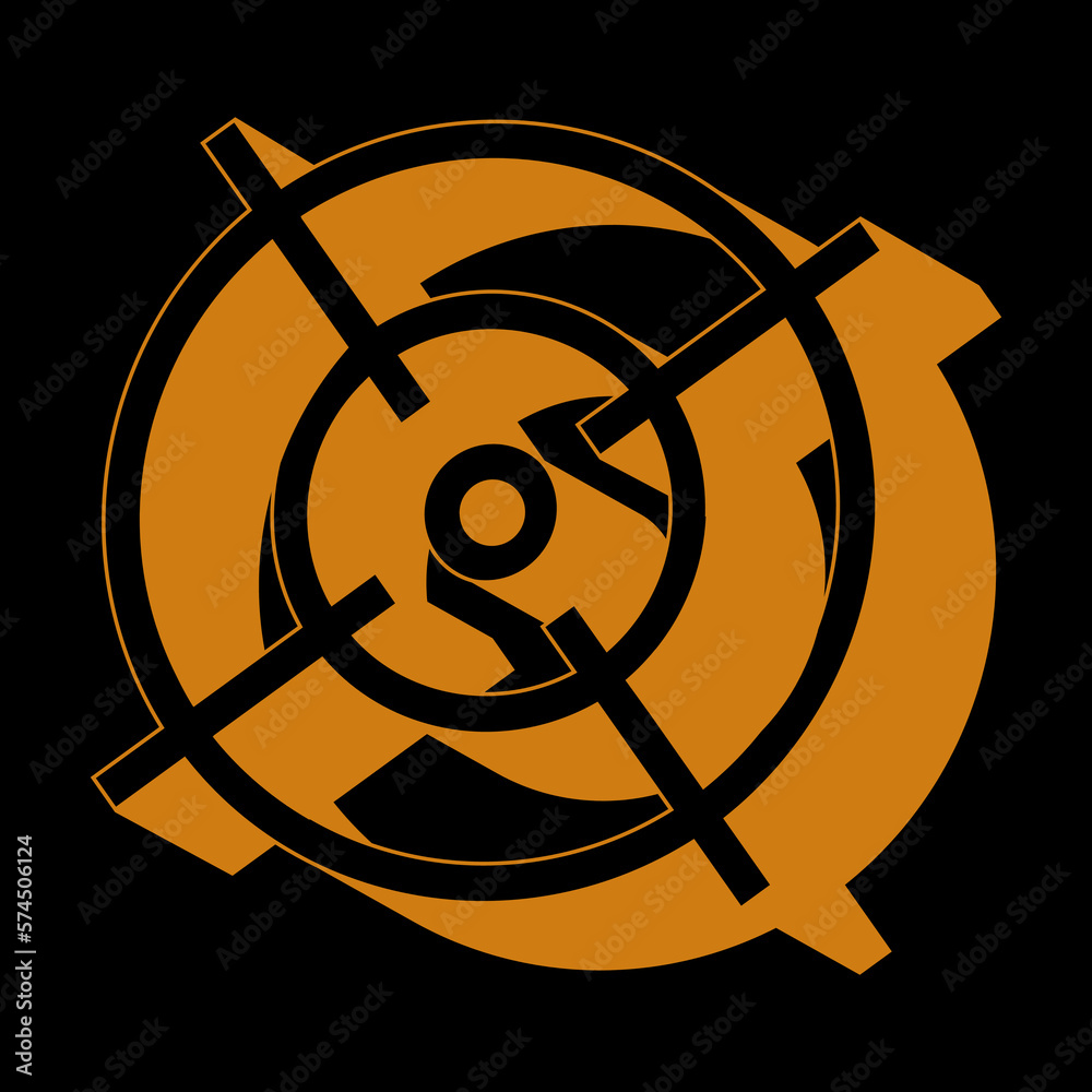 Poster 3D target for retro futuristic design element