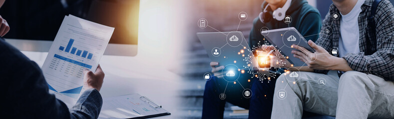 Digital transformation technology strategy, IoT, internet of things. transformation of ideas and the adoption of technology in business in the digital age, enhancing global business capabilities. Ai