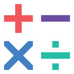 Obraz premium Math Symbols Icon Set, plus, minus, multiplied by, divided by.