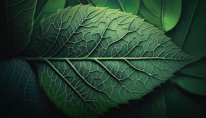An intricate and organic green leaf texture, a beautiful and detailed illustration of the beauty of nature